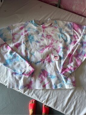 Gildan Kids Tie-Dye Crewneck Sweatshirt - Pink & Blue